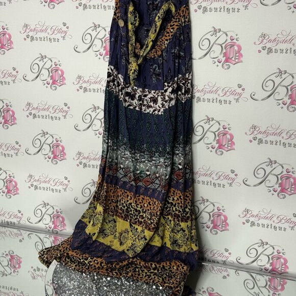 Angie dress animal print long maxi stripe buttons strappy back halter style - Picture 2 of 8